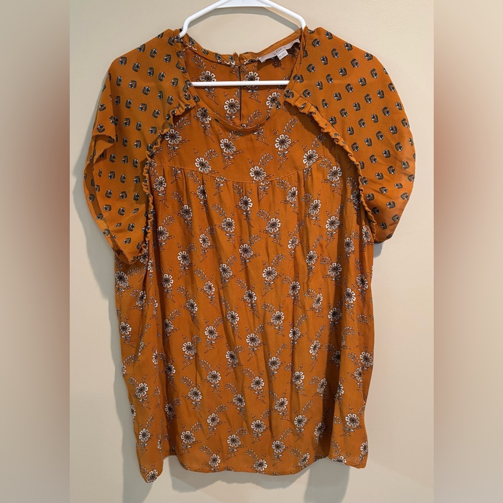 LOFT Mustard Floral Dress